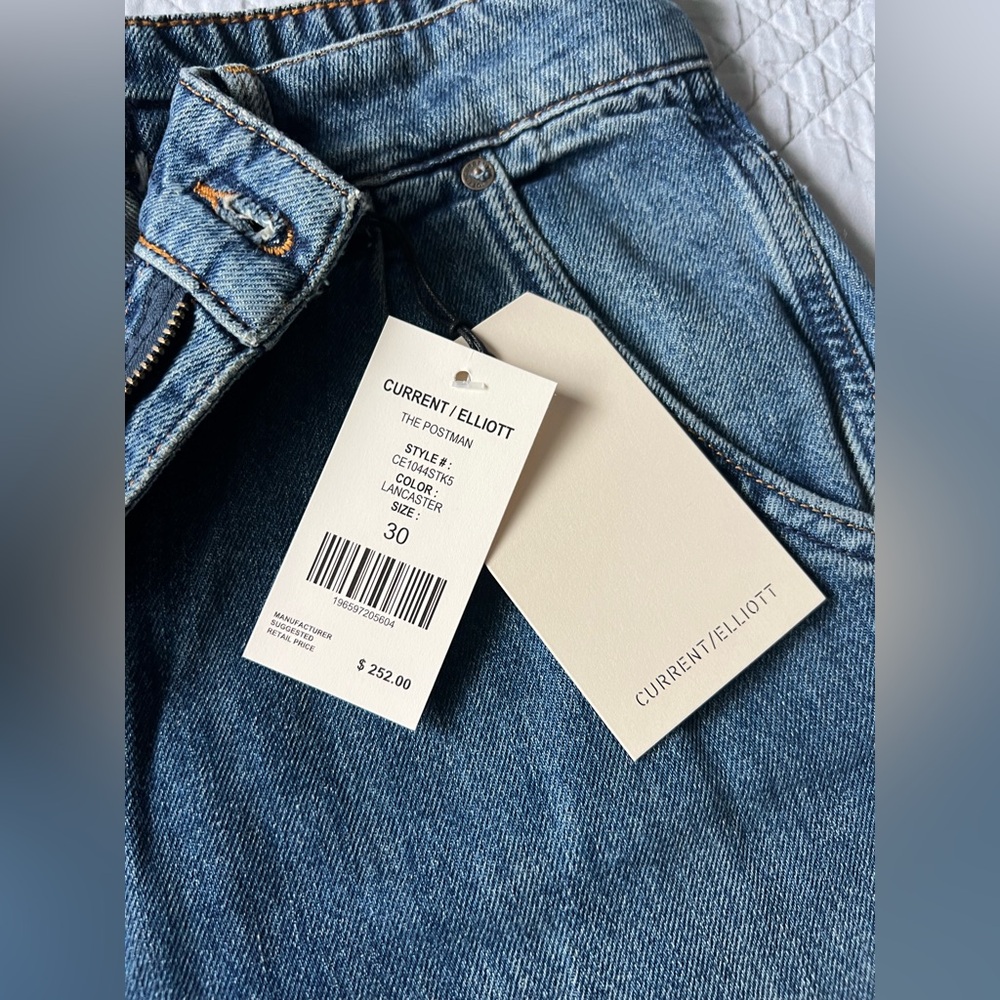 💙 Current/Elliott “The Postman” Wide Leg Jeans – Lancaster Wash Size 30 | NWT - Picture 8 of 13